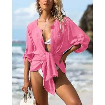 Stylish Women's Swimsuit Coverups - AI'MAGE V-Neck Tunic Tops