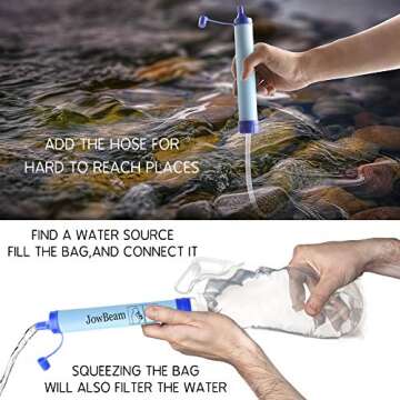 Jowbeam Camping Water Filter-Hiking Survival Purifier Kit