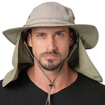 JORMATT Unisex UV Protection Outdoor Wide Brim Sun Hat UPF 50+ with Flap Neck Cover Foldable Fishing...