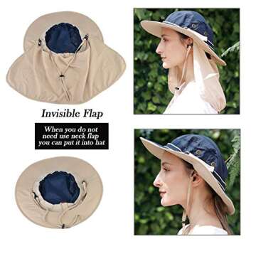JORMATT UV Protection Outdoor Sun Hat with Neck Flap 50+