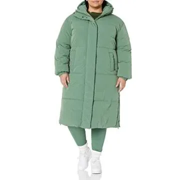 Amazon Essentials Women's Oversized Long Puffer Jacket (Available in Plus Size), Sage Green, Medium