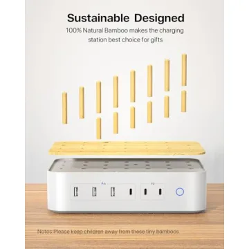 VisionSync Bamboo USB-C Charging Station for Multiple Devices