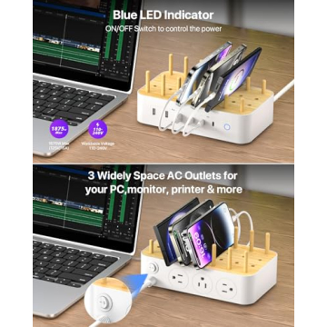 VisionSync Bamboo USB-C Charging Station for Multiple Devices