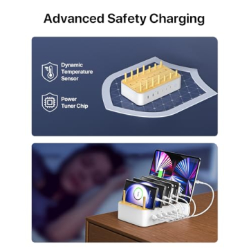 VisionSync Bamboo USB-C Charging Station for Multiple Devices
