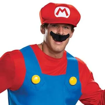 Disguise Mens Mario Costume, Official Super And Hat Adult Sized, Mario, XL 42-46 US