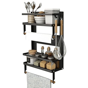 EASTTOWEST Magnetic Spice Rack,4 Tier Kitchen Magnetic Shelf for Refrigerator Fridge Organizer with ...