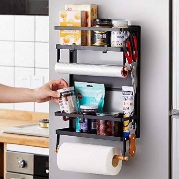 Magnetic Spice Rack 4 Tier Kitchen Organizer with Hooks