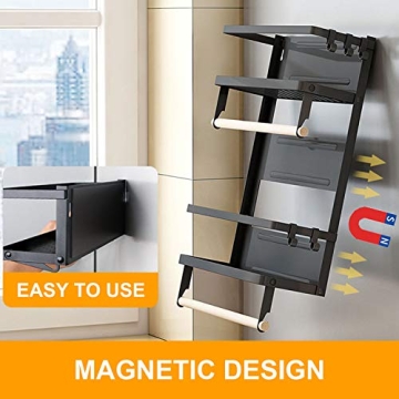 Magnetic Spice Rack 4 Tier Kitchen Organizer with Hooks