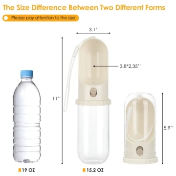 MIU PET Portable Dog Water Bottle, 15 OZ, Dog Travel Water Bottle Dispenser for Walking & Hiking, Leak Proof & Dishwasher Safe, Food Grade Plastic