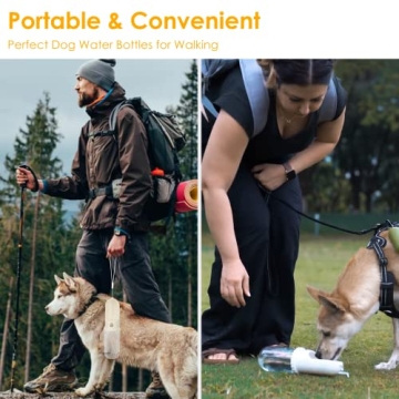 MIU PET Portable Dog Water Bottle, 15 OZ, Dog Travel Water Bottle Dispenser for Walking & Hiking, Leak Proof & Dishwasher Safe, Food Grade Plastic
