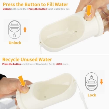 MIU PET Portable Dog Water Bottle, 15 OZ, Dog Travel Water Bottle Dispenser for Walking & Hiking, Leak Proof & Dishwasher Safe, Food Grade Plastic