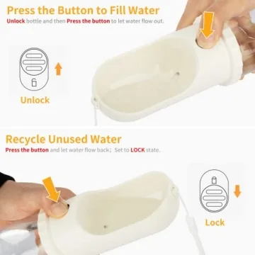 MIU PET Portable Dog Water Bottle, 15 OZ, Dog Travel Water Bottle Dispenser for Walking & Hiking, Leak Proof & Dishwasher Safe, Food Grade Plastic