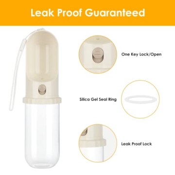 MIU PET Portable Dog Water Bottle, 15 OZ, Dog Travel Water Bottle Dispenser for Walking & Hiking, Leak Proof & Dishwasher Safe, Food Grade Plastic
