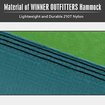 Winner Outfitters Double Camping Hammock - Lightweight Nylon Portable Hammock, Best Parachute Double Hammock for Backpacking, Camping, Travel, Beach, Yard. 118"(L) x 78"(W), Dark Green/Green Color