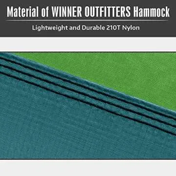 Winner Outfitters Double Camping Hammock - Lightweight Nylon Portable Hammock, Best Parachute Double Hammock for Backpacking, Camping, Travel, Beach, Yard. 118"(L) x 78"(W), Dark Green/Green Color