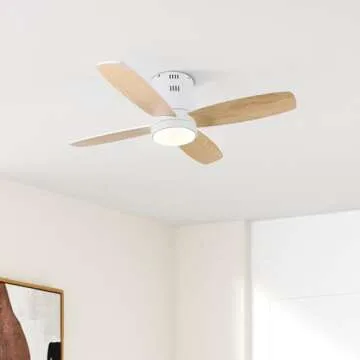 Ohniyou Ceiling Fan with Lights - 38'' Small Low Profile Ceiling Fans Remote & APP Control - Dimmabl...