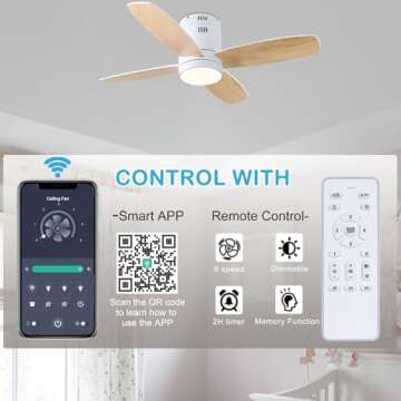 Ohniyou Ceiling Fan with Lights - Smart & Quiet Design