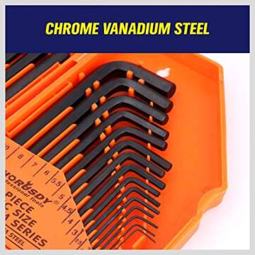 HORUSDY 32-Piece Hex Key Set with Another Torque Handle, Allen Wrench Set Inch/Metric MM(0.7mm-10mm) SAE(0.028"-3/8)