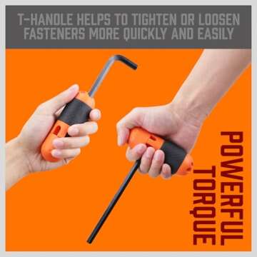 HORUSDY 32-Piece Hex Key Set with Another Torque Handle, Allen Wrench Set Inch/Metric MM(0.7mm-10mm) SAE(0.028"-3/8)