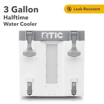 RTIC Halftime Water Cooler 3 Gallon Portable Carrier Container, Drink Beverage Dispenser, Stackable ...