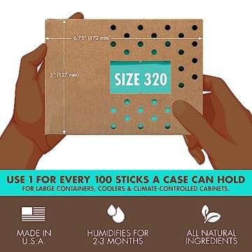 Boveda 69% Two-Way Humidity Control Pack For Large Wood Humidifier Boxes & Plastic or Electric Coole...