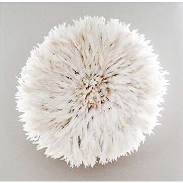 Genuine African White Cream JuJu Hat 29 Inches Feather Wall Decor - Feather Headdress Cameroon