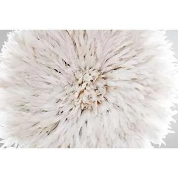 Genuine 29" African White Cream JuJu Hat Feather Decor