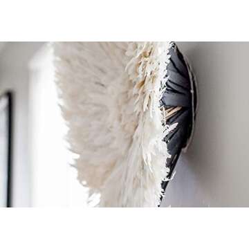 Genuine 29" African White Cream JuJu Hat Feather Decor