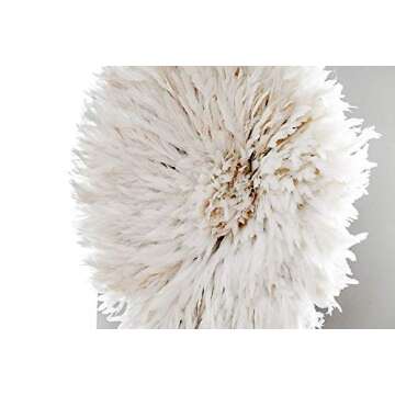Genuine 29" African White Cream JuJu Hat Feather Decor