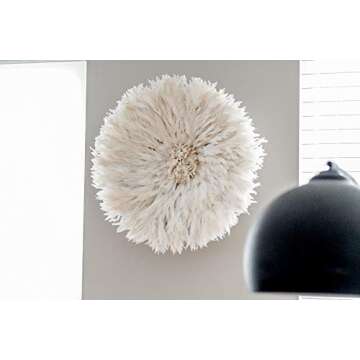 Genuine 29" African White Cream JuJu Hat Feather Decor
