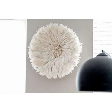 Genuine 29" African White Cream JuJu Hat Feather Decor