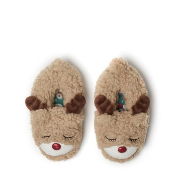 Dearfoams Toddlers Whimsical Animal Critter Washable Slipper, Kids Reindeer, 2-3 US Unisex Big