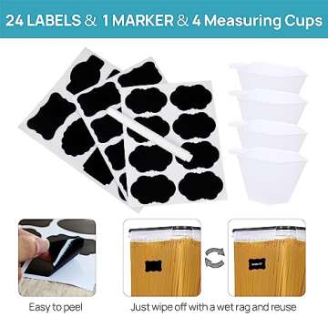 Vtopmart 10 PCS Flour and Sugar Storage Container, Large Airtight Food Canisters with Lids for Kitchen, Pantry Organization, BPA Free, Black