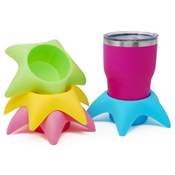 Island Genius Starfish Beach Cup Holders - 4 Pack, Durable & Fun Beach Accessories