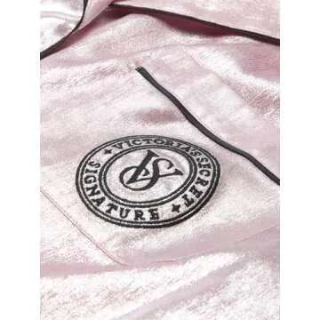 Victoria's Secret Satin Pajama Set, Long Sleeve Button Down & Pants, Pajamas for Women, Pretty Blossom Shimmer, L