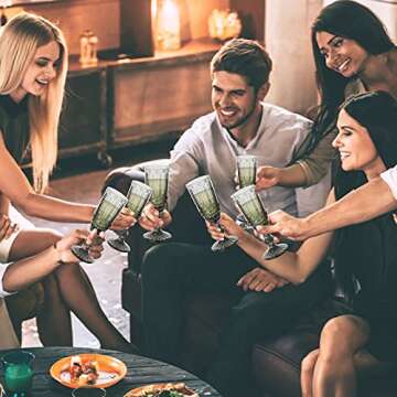 Vintage Champagne Flutes set of 4 Smoky Champagne Glasses 5 oz Colored Glasses Goblets for Wedding Party Anniversary New Year 150 ml Grey