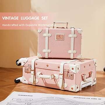 Unitravel 3 Piece Vintage Suitcase Set, Handcrafted Retro Luggage with TSA Lock and Carry On Cosmeti...