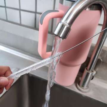 Straw Cleaner Brush Set for Stanley, 6-Piece (3-Size) Extra Long Drinking Straw Cleaning Brush, Sippy Cup, Water Bottle, Glass Silicone Metal Straws and Tubes