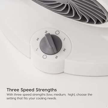 IRIS USA WOOZOO Air Circulator Fan, Vortex Fan, Desk Fan, Portable Fan, 3 Speed Settings, 6 Tilting Head Settings, 74ft Max Air Distance, Large, White