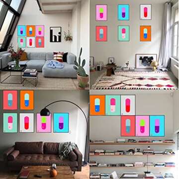 AuroraBTQ Vibrant Color Posters Set of 6 (12x16 inches each) Pill The Cure Wall Art Home Decor High Resolution Fine Art Gloss Paper print Damien Abstract Watercolor Pop Medical Art UNFRAMED