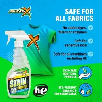 Sweat X Extreme Stain Remover – Multi-Purpose Nontoxic Stain Spray – Advanced Stain Removal for Sport and Activewear – Safe for All Fabrics – Tested Formula with Proven Results – 16 Fl Oz