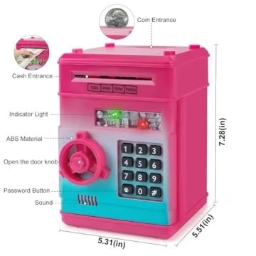 Refasy Kids Piggy Bank with Password for Ages 3-12