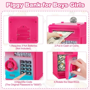 Refasy Kids Piggy Bank with Password for Ages 3-12