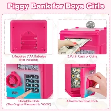 Refasy Kids Piggy Bank with Password for Ages 3-12