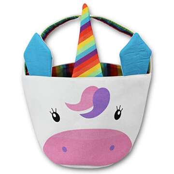 KNITPOPSHOP Halloween Easter Basket Bucket Gift Bag for Girls Boys Trick Treat Bags - Kids Candy Tote (Unicorn)