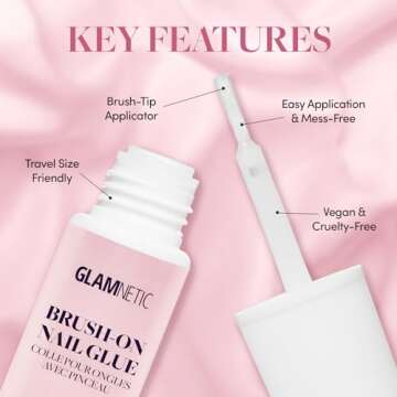 Glamnetic Super Strong Brush On Nail Glue and Press On Nail Remover | Odorless, No Acetone, Gentle Press-On Nail