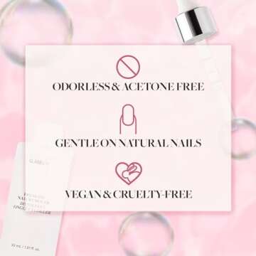 Glamnetic Super Strong Brush On Nail Glue and Press On Nail Remover | Odorless, No Acetone, Gentle Press-On Nail