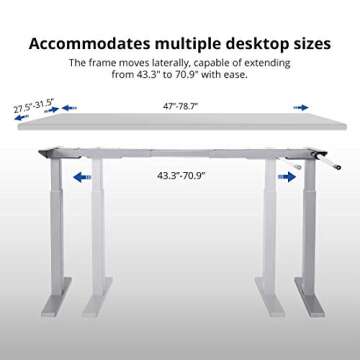FLEXISPOT Manual Height Adjustable Standing Desk with 55 x 28 inches Tabletop Stand up Desk Frame and Desktop Workstation (Gray Frame +55 inch Mahogany Top)