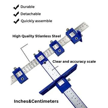 Cabinet Hardware Jig, Adjustable Punch Locator Woodworking Drilling Dowelling Template Drill Guide for Installing Handles, Knobs on Doors and Drawer Pull with Storage Bag