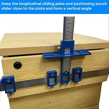 Cabinet Hardware Jig, Adjustable Punch Locator Woodworking Drilling Dowelling Template Drill Guide for Installing Handles, Knobs on Doors and Drawer Pull with Storage Bag